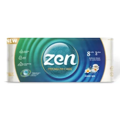 Туалетний папір Zen Premium Care Ocean SPA 3 шари 8 рулонів (5944582100077)