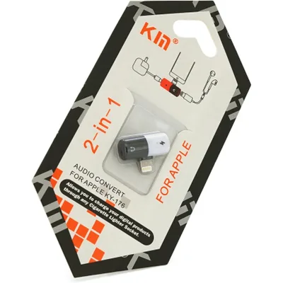 Перехідник Lightning M to 2xLightning F white-black Kin (KY-176)