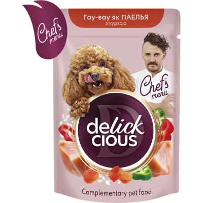 Вологий корм для собак Delickcious паелья з куркою 85 г (4820269147041)