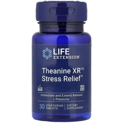 Вітамінно-мінеральний комплекс Life Extension Теанін від стресу, Theanine XR™ Stress Relief, 30 вегетаріанських т (LEX-24293)