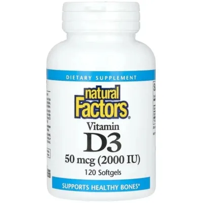 Вітамінно-мінеральний комплекс Natural Factors Вітамін D3, 50 мкг 2000 МО, Vitamin D3, 120 гелевих капсул (NFS-01053)