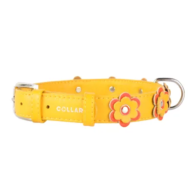 Нашийник для тварин Collar GLAMOUR з оздобленням "Аплікація" Ш 35 мм Д 46-60 см жовтий (35048)