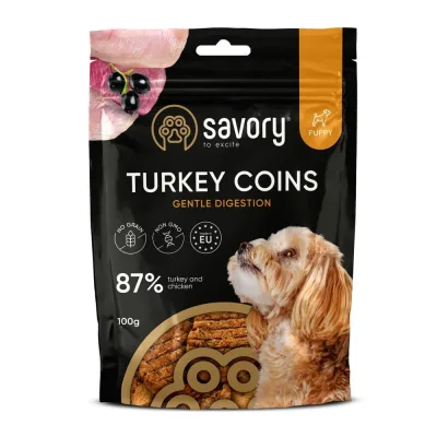 Ласощі для собак Savory Puppy Coins With Turkey 100 г (4820261921090)