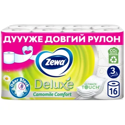 Туалетний папір Zewa Deluxe Ромашка 3 шари 16 рулонів (7322540201925)