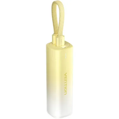 Батарея універсальна Vention 5000mAh 20W PD, USB-C In/Out, Lightning In/Out, with cable, Gradient Yellow (FHWY0)