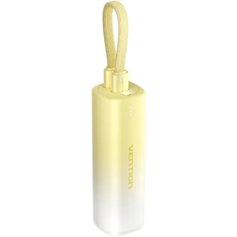 Батарея універсальна Vention 5000mAh 20W PD, USB-C In/Out, Lightning In/Out, with cable, Gradient Yellow (FHWY0)