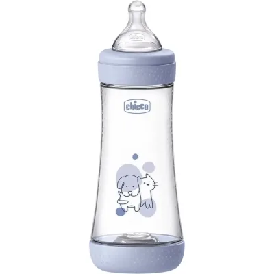 Пляшечка для годування Chicco Perfect 5 із силіконовою соскою 4+ місяців 300 мл Блакитна (20235.22.40)