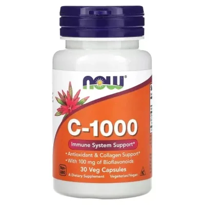 Вітамінно-мінеральний комплекс Now Foods Вітамін C-1000, Vitamin C-1000, 30 вегетаріанських капсул (NOW-00689)