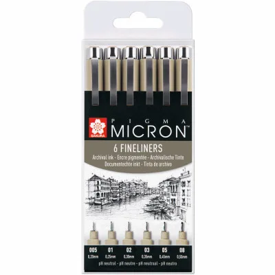 Лайнер Sakura Набір Pigma Micron 6 шт, Чорний (8710141049449)
