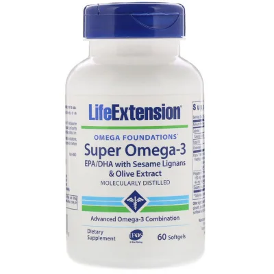 Жирні кислоти Life Extension Супер Омега-3, Omega Foundations, Super Omega-3, 60 желатино (LEX-19836)