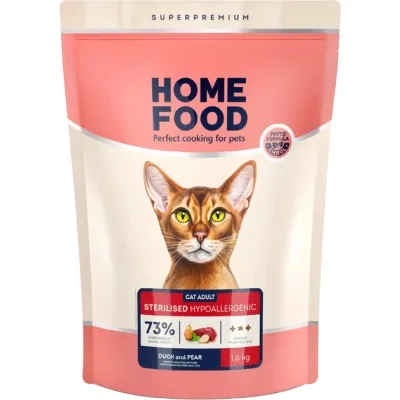 Сухий корм для кішок Home Food Grain-free hypoallergenic Suitable for exotic breeds з качкою та грушею 1.6 кг (4820235020231)