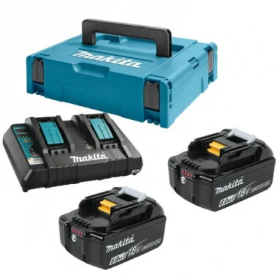 Набір акумулятор + зарядний пристрій Makita набір LXT (BL1860Bx2, DC18RD, Makpac3) (198077-8)