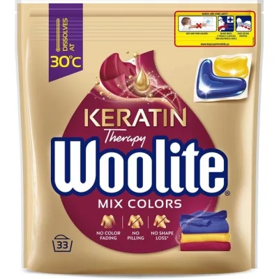 Капсули для прання Woolite Для кольорових тканин З кератином 33 шт. (5900627094152)