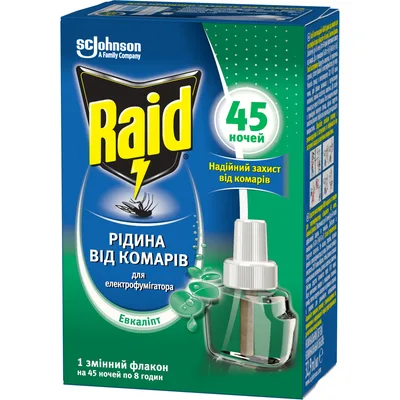 Рідина для фумігатора Raid від комарів 45 ночей з евкаліптом (5000204329100)