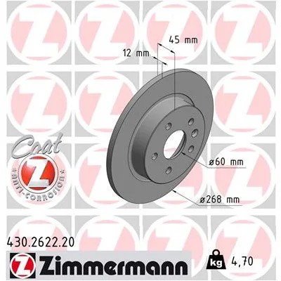 Гальмівний диск ZIMMERMANN 430.2622.20