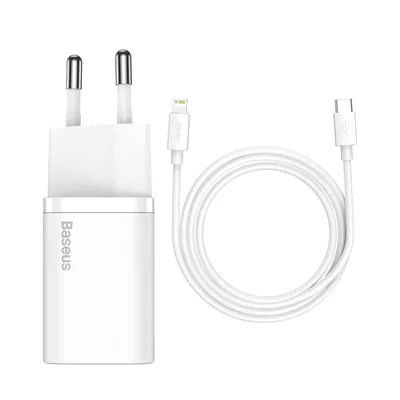 Зарядний пристрій Baseus Super Si 1C 20W With Simple Wisdom Data Cable Type-C/iP White (TZCCSUP-B02)