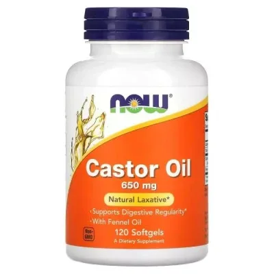 Трави Now Foods Касторова олія, 650 мг, Castor Oil, 120 гелевих капсул (NOW-01723)