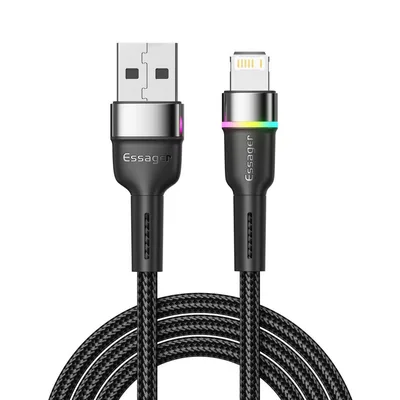 Дата кабель USB 2.0 AM to Lightning 1.0m 2.4A black Essager (EXCL-XCD01)