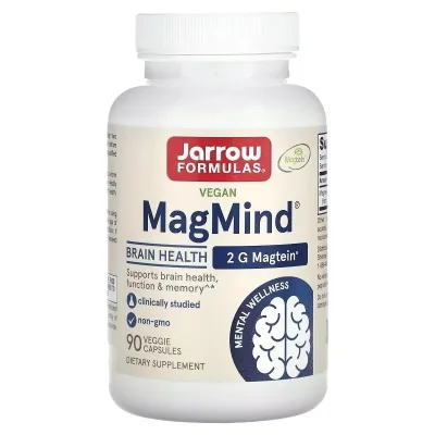 Вітамінно-мінеральний комплекс Jarrow Formulas Магній L-треонат, здоров'я мозку, Vegan MagMind, Brain Health, 90 вег (JRW-29062)