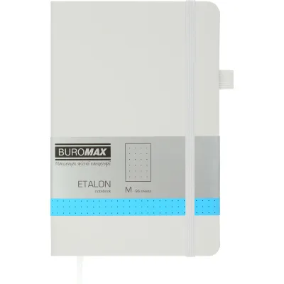 Книга записна Buromax Etalon 125x195 мм 96 аркушів в точку обкладинка зі штучної шкіри Біла (BM.291360-12)