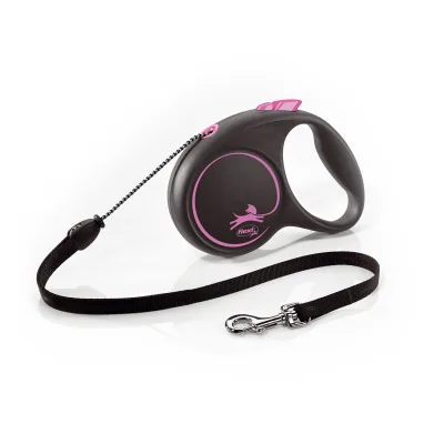 Повідець для собак Flexi Black Design М трос 5 м (рожевий) (4000498033418)