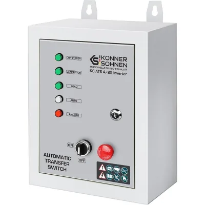Автоматичне введення резерву (АВР) Konner&Sohnen KS ATS 4/25 Inverter, 230-400В, 5.75(11.5)кВт, 25(50)А, 13кВт (KSATS4/25INVERTER)