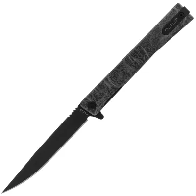 Ніж Ocaso Solstice, Engraved titanium Topo Pattern, Black (10ETB)