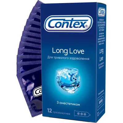 Презервативи Contex Long Love з анестетиком латексні з силікон. змазкою 12 шт. (5060040302545)