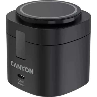 Зарядний пристрій Canyon 4-in-1 wireless charging stand 30W + charger 65W + cable 1.0m black (CNS-WCS405B)