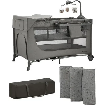 Дитячий манеж Kinderkraft с пеленатором Joy 2 Dark Grey (5902533925155)