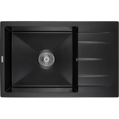 Мийка кухонна GRANADO NAVIA black shine з сифоном (775*495mm.) (gr3801)