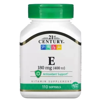 Вітамін 21st Century Вітамін E, 180 мг, Vitamin E, 110 гелевих капсул (CEN-21245)