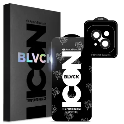 Скло захисне Armorstandart Supreme Plus Black Icon Apple iPhone 14 (ARM68071)
