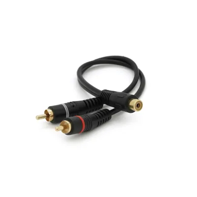 Кабель мультимедійний 1xRCA F to 2xRCA M 0.2m black Voltronic (YT-RCA(F)/2хRCA(M)-0,2CuB)