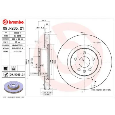 Гальмівний диск Brembo 09.N265.21