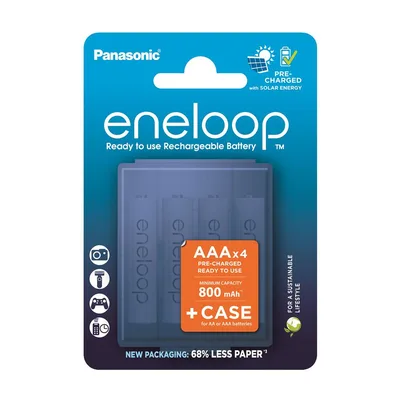 Акумулятор Panasonic Eneloop AAA 800 мАг, NI-MH, 4 шт, з кейсом для зберігання (BK-4MCDEC4CP)