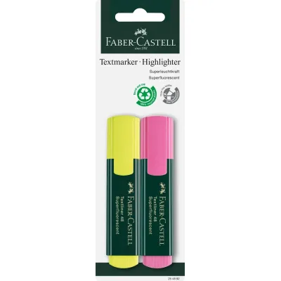Набір маркерів Faber-Castell текстовий Textliner 48 Superfluorescent, колір жовтий і рожевий 2 шт в блістері (33023)