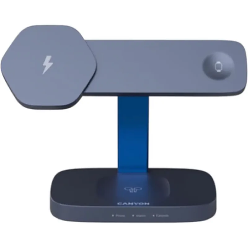 Зарядний пристрій Canyon wireless charger HEXAGON WCS-310 3in1 DarkGrey/Blue (CNS-WCS310DGBL)