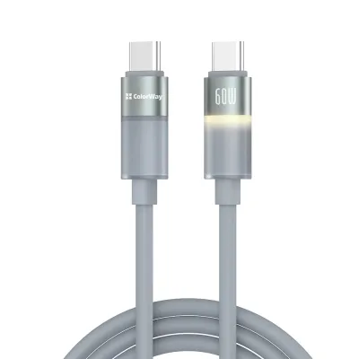 Дата кабель USB-C to USB-C 1.0m 3A 60W warm light gray ColorWay (CW-CBPDCC092-GR)