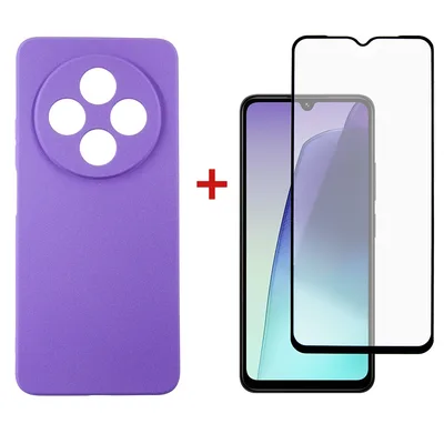 Чохол до мобільного телефона Dengos Xiaomi Redmi 14C Carbon + glass (Purple) (DG-KM-121)