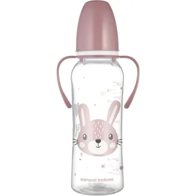 Пляшечка для годування Canpol babies CUTE ANIMALS стандартна з ручками 250 мл рожева (11/845_pin)
