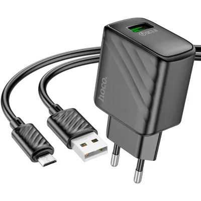 Зарядний пристрій HOCO CS21A Rich USB QC3.0 + cable USB to Micro 5P Black (6942007609890)