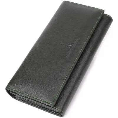 Гаманець ST Leather З натуральної шкіри Зелений (23066)