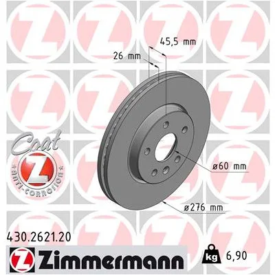 Гальмівний диск ZIMMERMANN 430.2621.20
