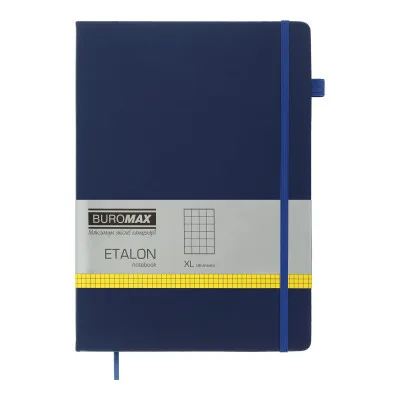 Книга записна Buromax Etalon 210x295 мм 96 аркушів в клітинку обкладинка зі штучної шкіри Синій (BM.294160-02)