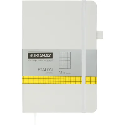 Книга записна Buromax Etalon 125x195 мм 96 аркушів в клітинку обкладинка зі штучної шкіри Біла (BM.291160-12)