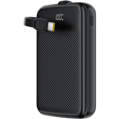 Батарея універсальна Acefast 10000mAh, 22.5W, PD, QC/3.0, build Type-C cable, M13, Black (6974316283959)