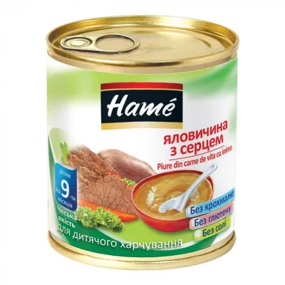 Дитяче пюре Hame яловичина з серцем, 100 г (8595139726171)