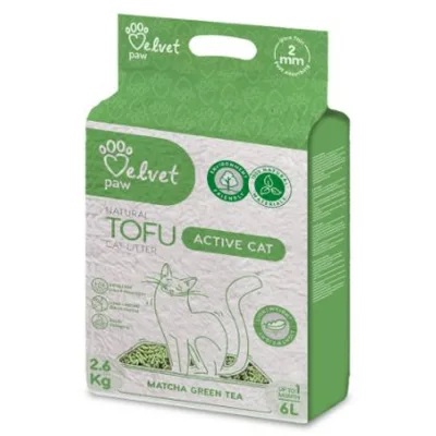 Наповнювач для туалету Velvet Paw TOFU для активних котів з екстрактом зеленого чаю матчу (2 мм) 2.6 кг (TOF70053)