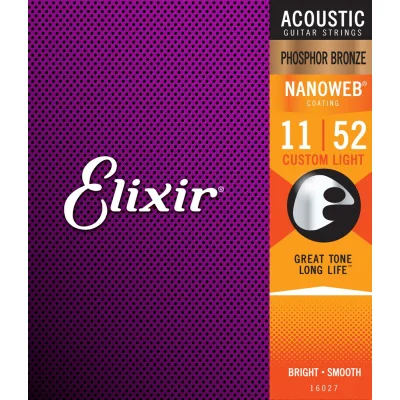 Струни для гітари Elixir 16027 Nanoweb Phosphor Bronze Acoustic Custom Light (11-52) (240662)
